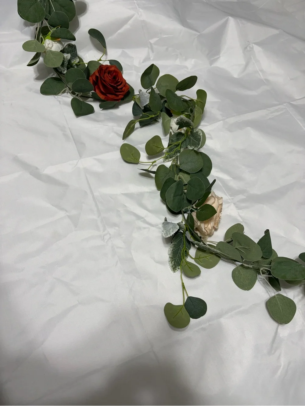 DIY 3 5ft Artificial Rose Garlands - Red, Burgundy & Cream Flowers